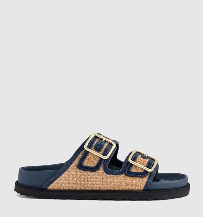 1774 BIRKENSTOCK Arizona Framed Raffia Sandals Raffia Navy