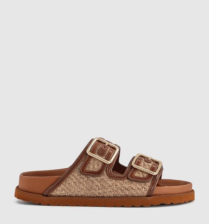 1774 BIRKENSTOCK Arizona Framed Raffia Sandals Ginger Brown Raffia