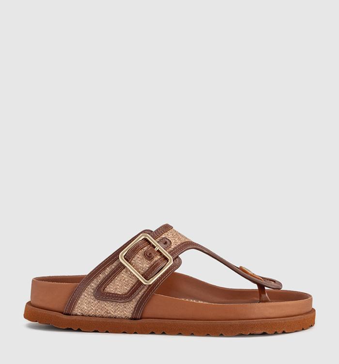 1774 BIRKENSTOCK Gizeh Framed Raffia Sandals Ginger Brown Raffia