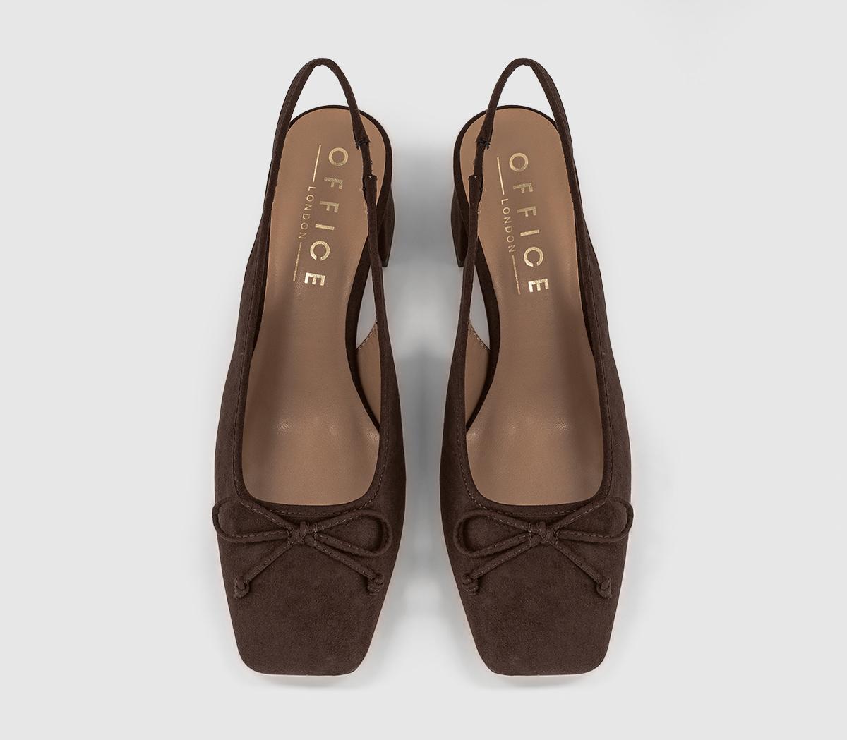 OFFICEMonet Slingback Heeled Ballet PumpsBrown Faux Suede