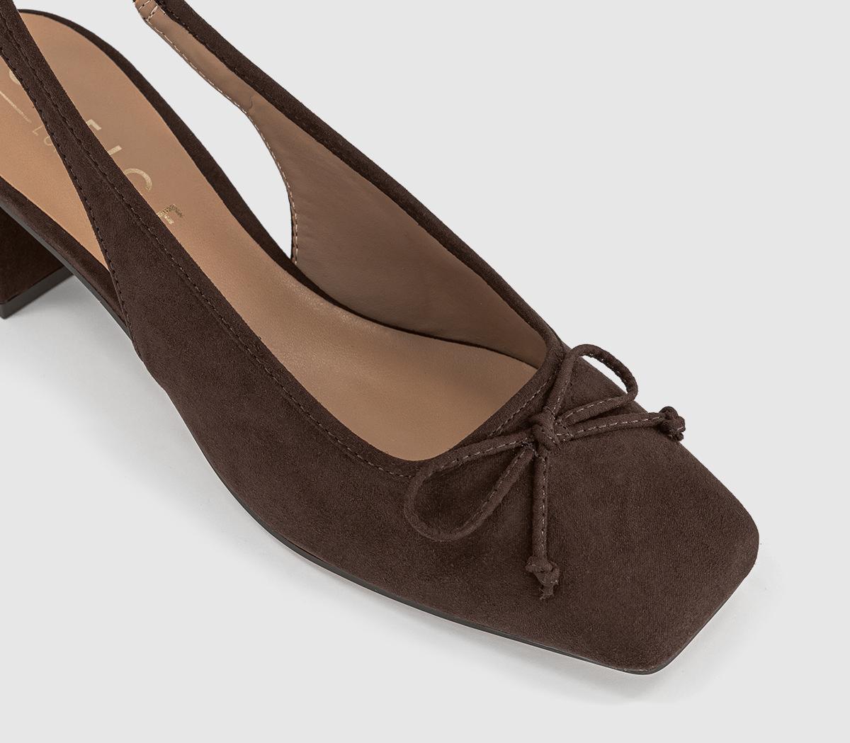 OFFICEMonet Slingback Heeled Ballet PumpsBrown Faux Suede