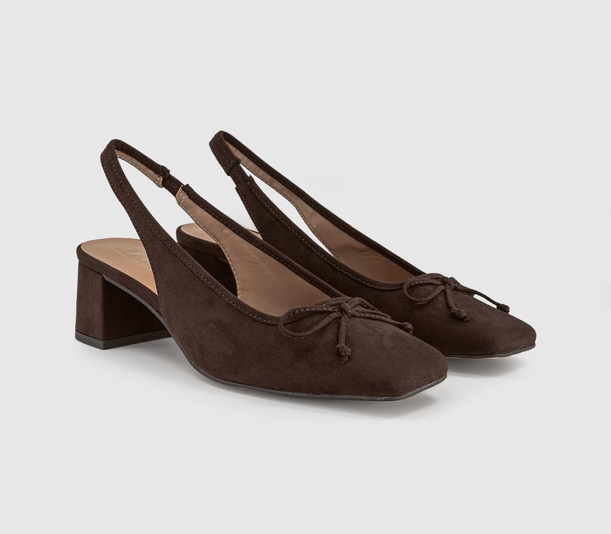 OFFICEMonet Slingback Heeled Ballet PumpsBrown Faux Suede
