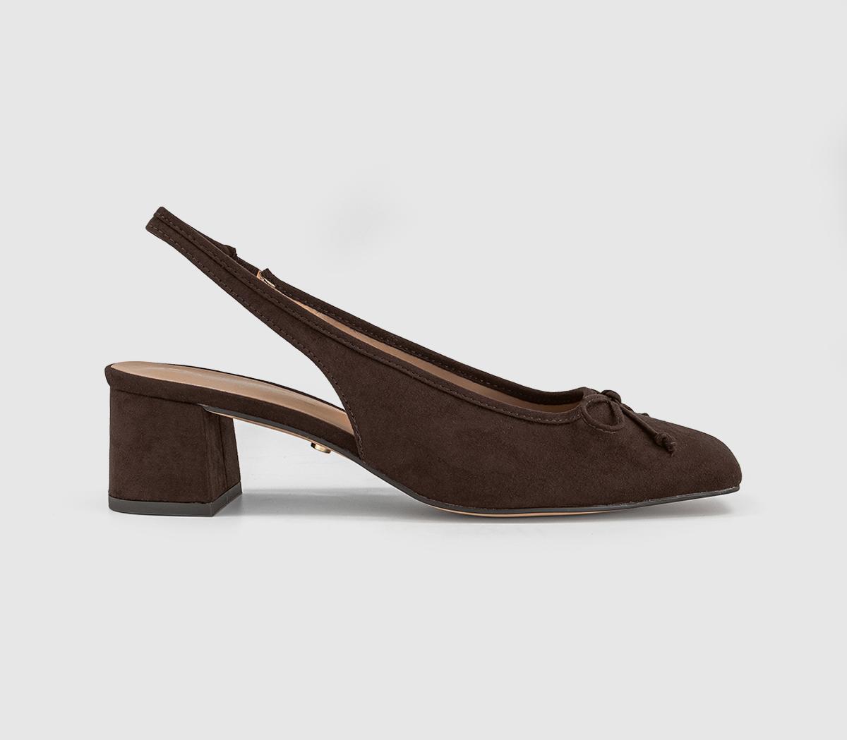 OFFICEMonet Slingback Heeled Ballet PumpsBrown Faux Suede