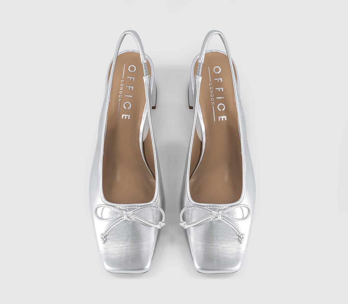 OFFICEMonet Slingback Heeled Ballet PumpsSilver