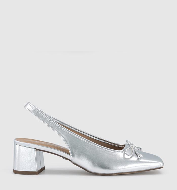 OFFICE Monet Slingback Heeled Ballet Pumps Silver