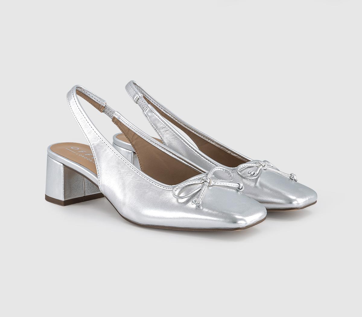 OFFICEMonet Slingback Heeled Ballet PumpsSilver