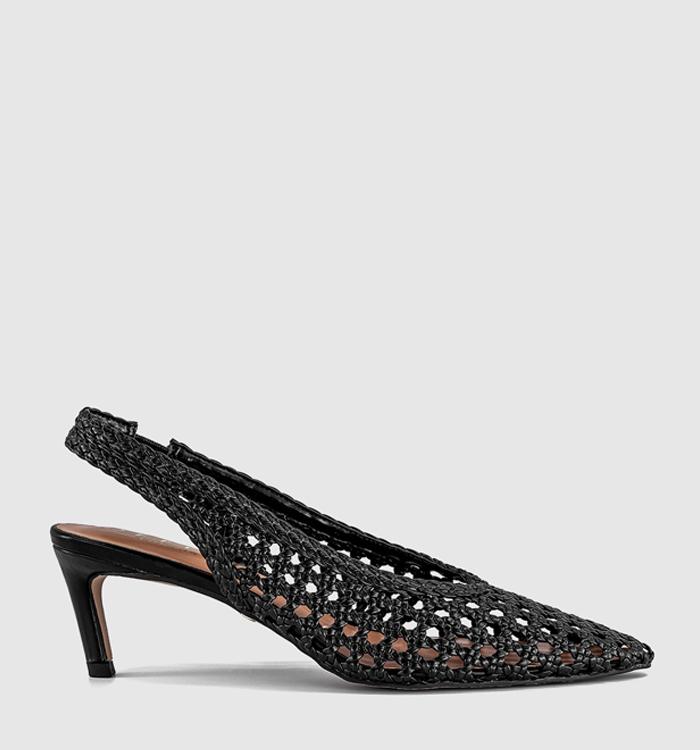 OFFICE Marais Basket Weave Slingback Court Heels Black