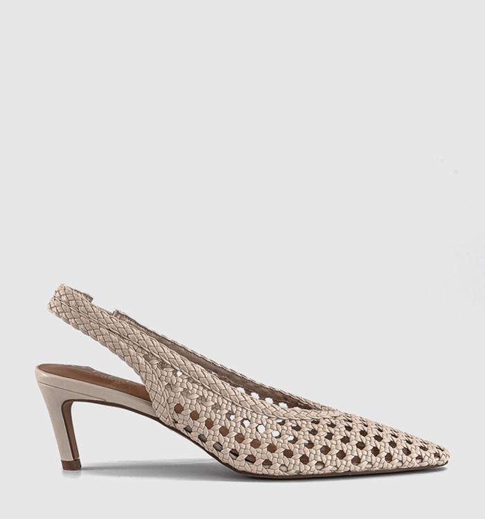 OFFICE Marais Basket Weave Slingback Court Heels Cream