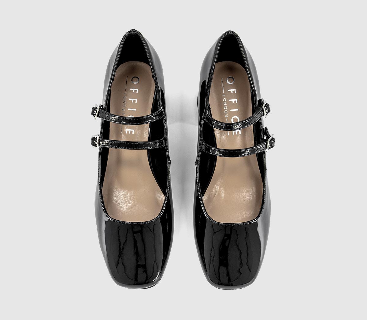 OFFICEMercy Double Strap Heeled Mary JanesBlack Patent
