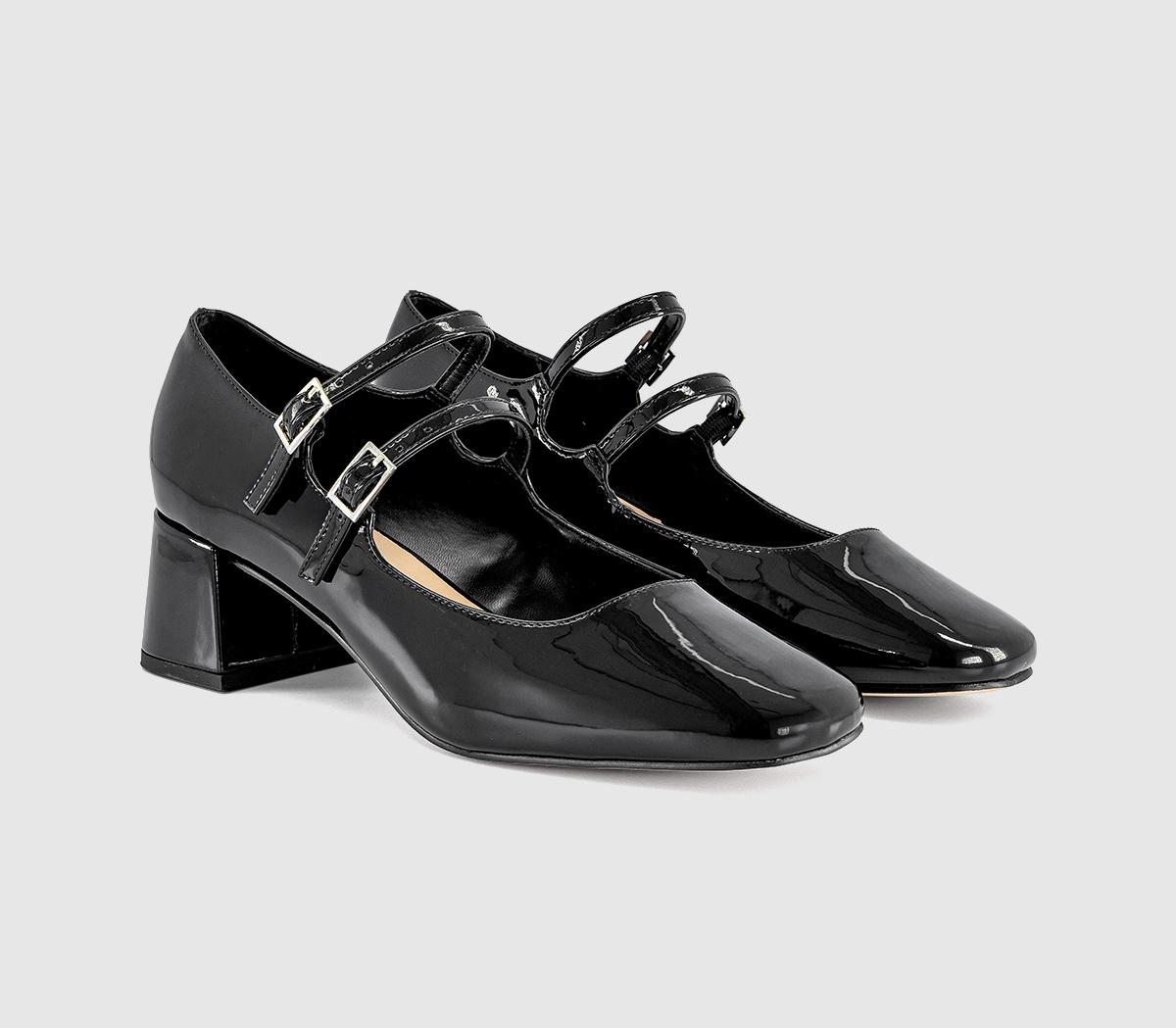 OFFICEMercy Double Strap Heeled Mary JanesBlack Patent