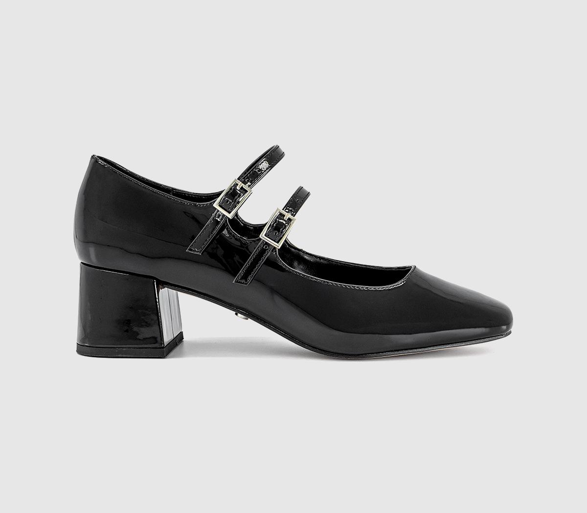 OFFICEMercy Double Strap Heeled Mary JanesBlack Patent