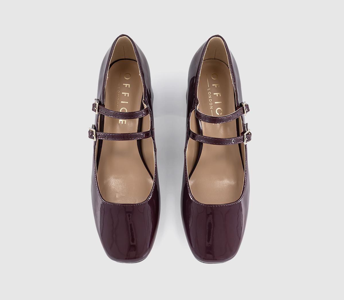 OFFICEMercy Double Strap Heeled Mary JanesBurgundy Patent