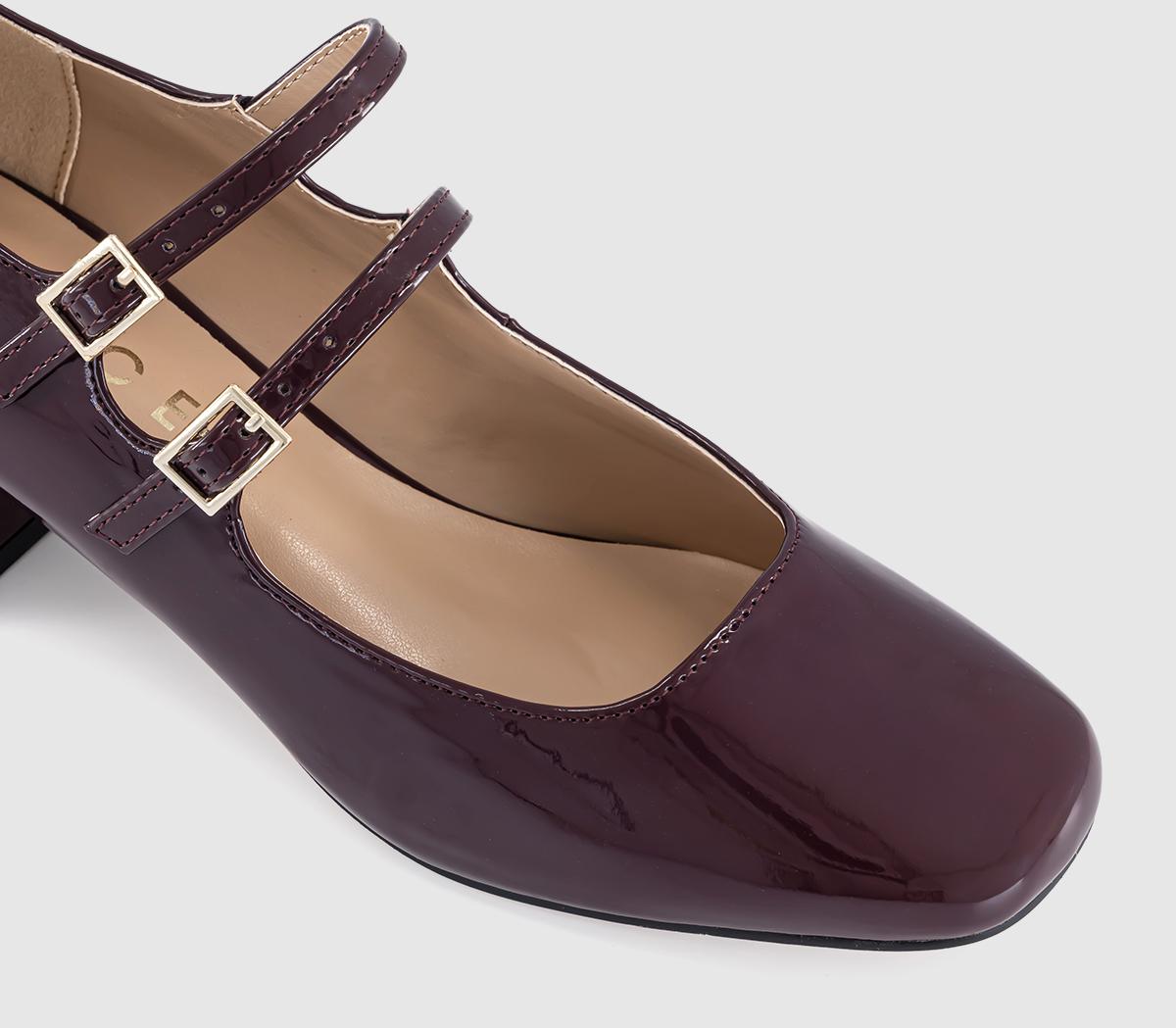 OFFICEMercy Double Strap Heeled Mary JanesBurgundy Patent