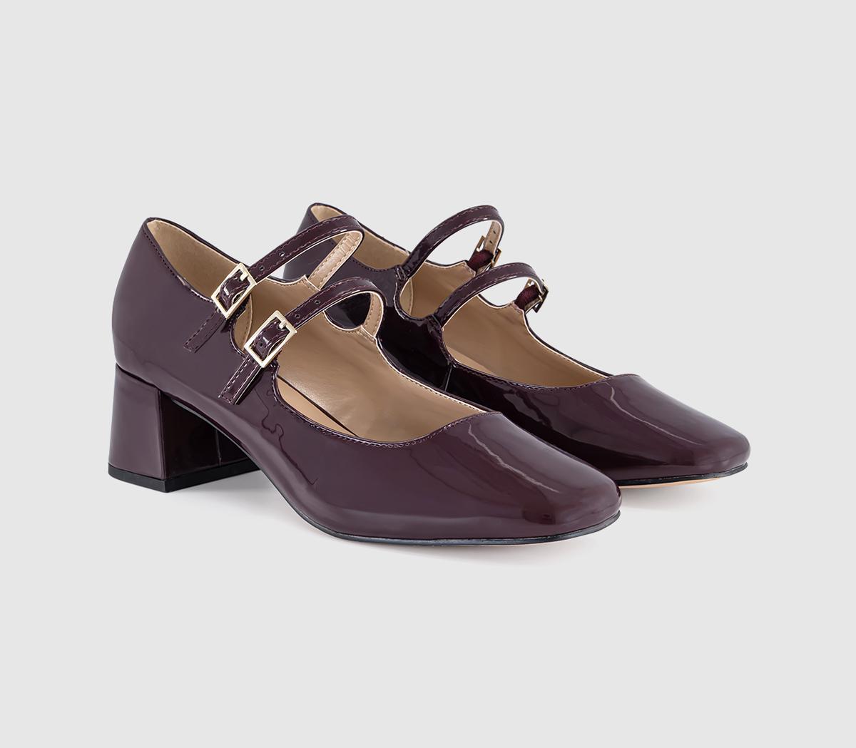 OFFICEMercy Double Strap Heeled Mary JanesBurgundy Patent