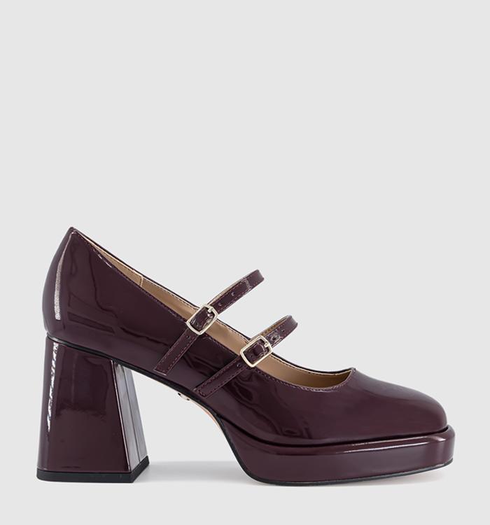 OFFICE Haisley Platform Mary Jane Heels Burgundy Patent