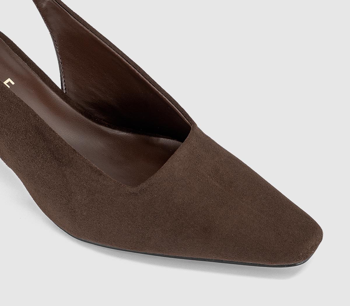 OFFICEMonaco Chisel Toe Slingback Court HeelsBrown Faux Suede