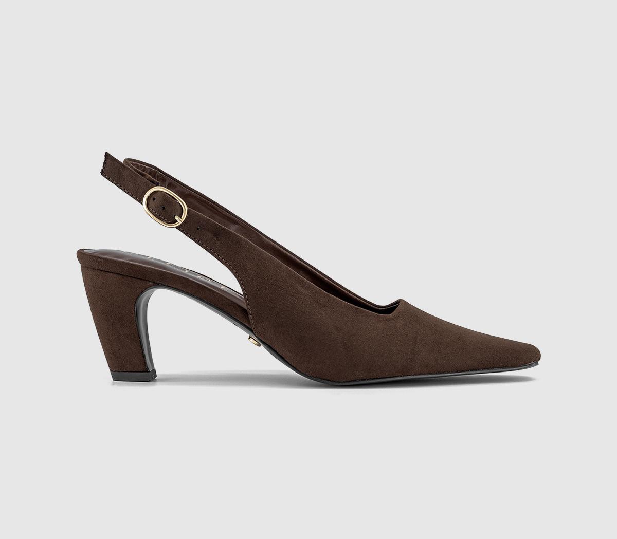 OFFICEMonaco Chisel Toe Slingback Court HeelsBrown Faux Suede