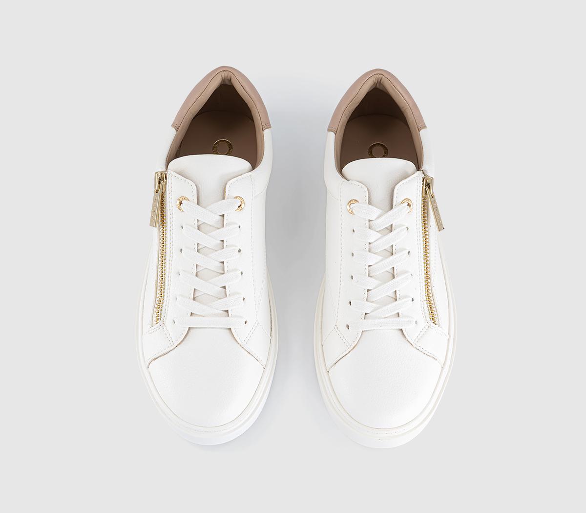 OFFICETonic Zip Detail Lace Up TrainersWhite