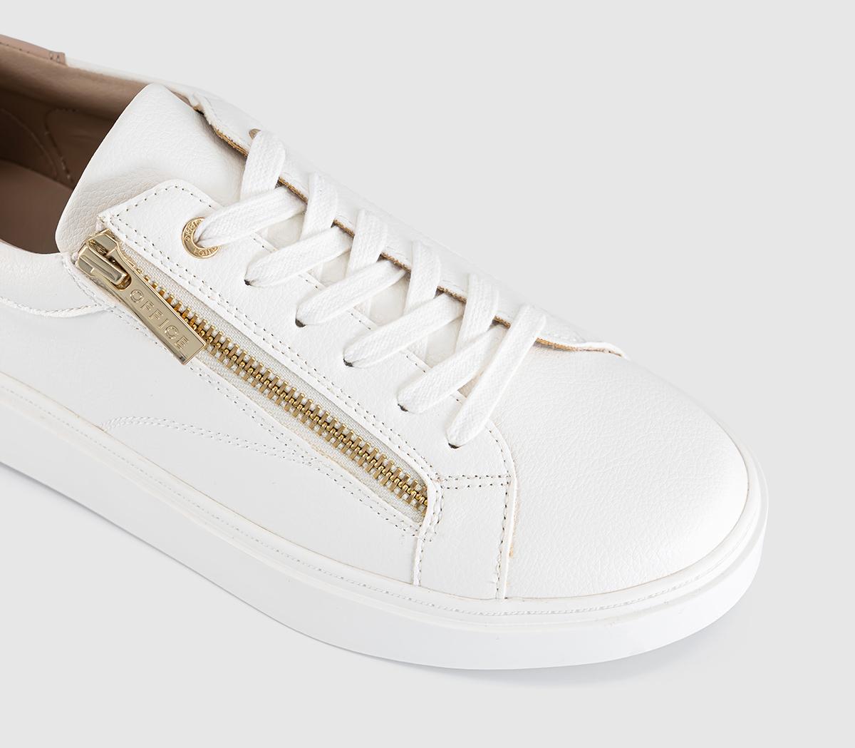 OFFICETonic Zip Detail Lace Up TrainersWhite