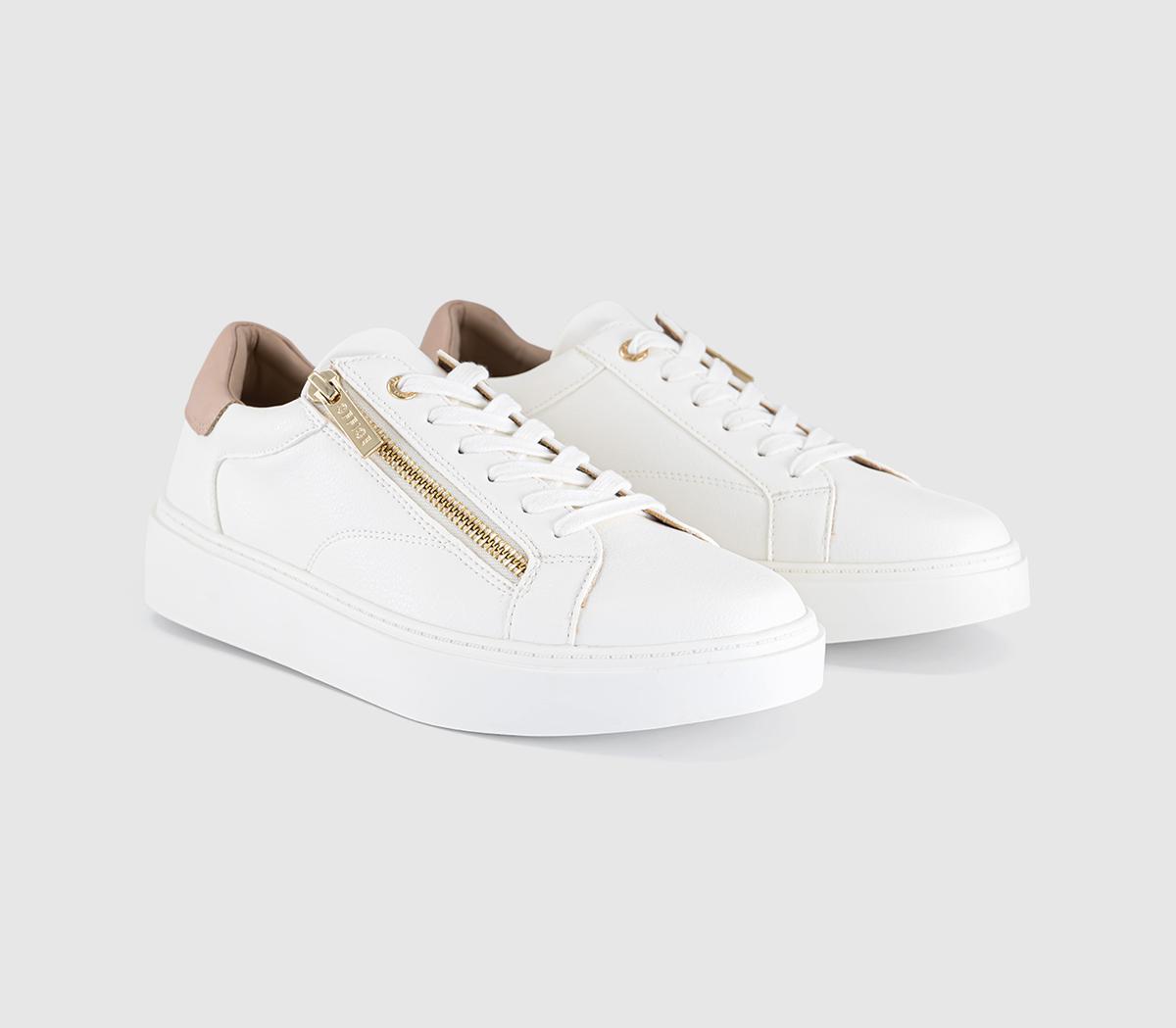 OFFICETonic Zip Detail Lace Up TrainersWhite