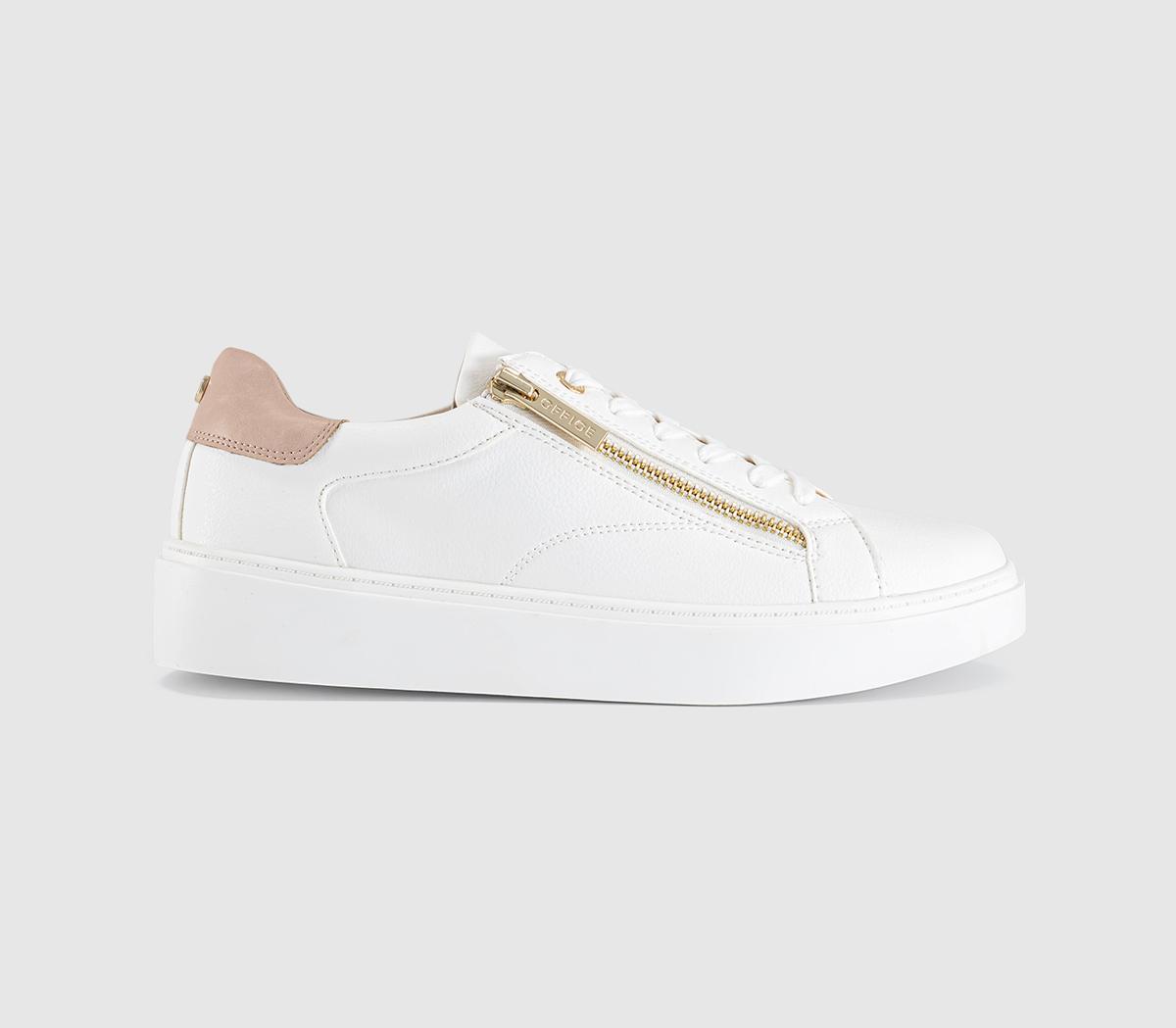 OFFICETonic Zip Detail Lace Up TrainersWhite