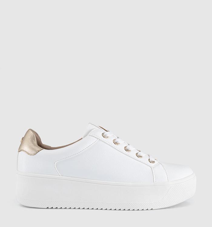 OFFICE Twister Lace Up Platform Trainers White