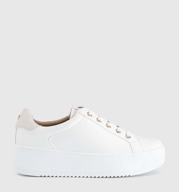 OFFICE Twister Lace Up Platform Trainers Whitebeige