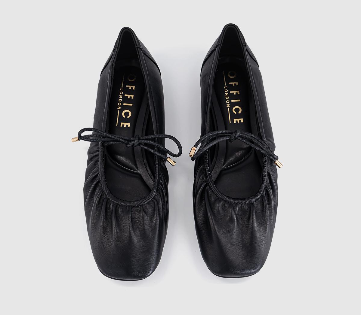 OFFICEFlorentina Ruched Tie Up Ballet PumpsBlack