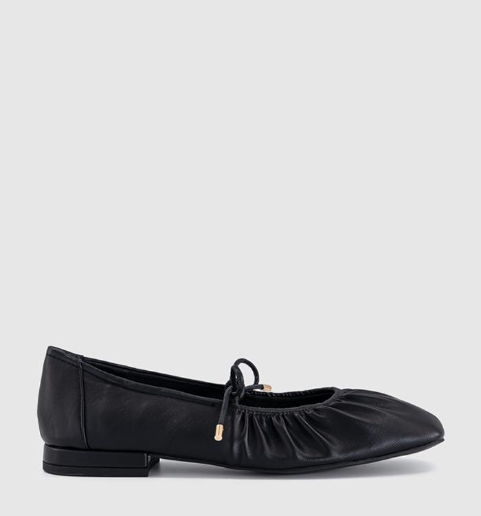 OFFICE Florentina Ruched Tie Up Ballet Pumps Black