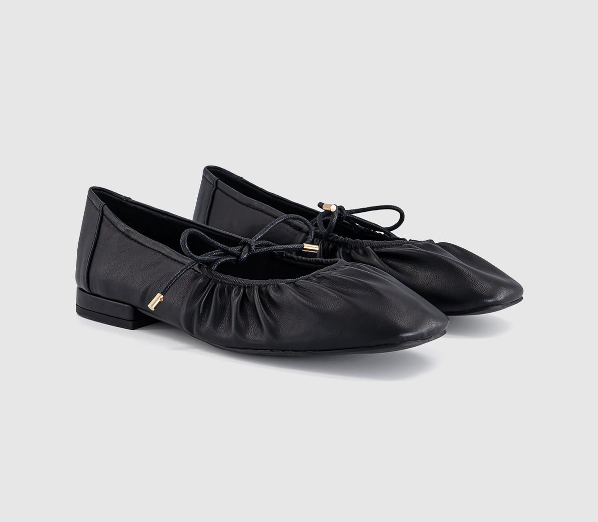 OFFICEFlorentina Ruched Tie Up Ballet PumpsBlack