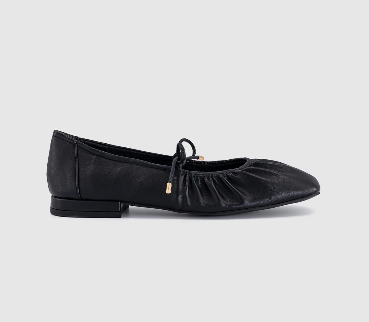 OFFICEFlorentina Ruched Tie Up Ballet PumpsBlack
