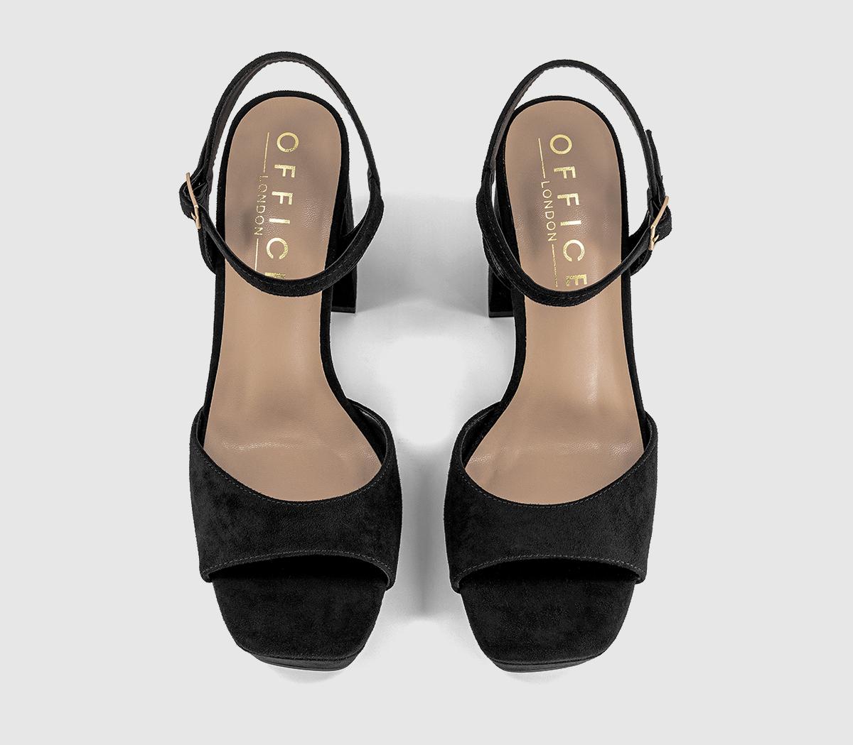 OFFICEHelix Two Part Platform Heeled SandalsBlack Faux Suede
