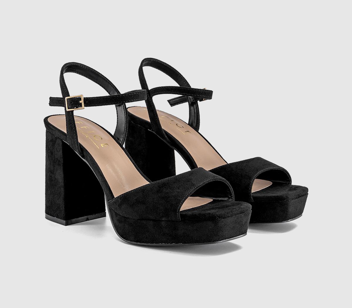 OFFICEHelix Two Part Platform Heeled SandalsBlack Faux Suede