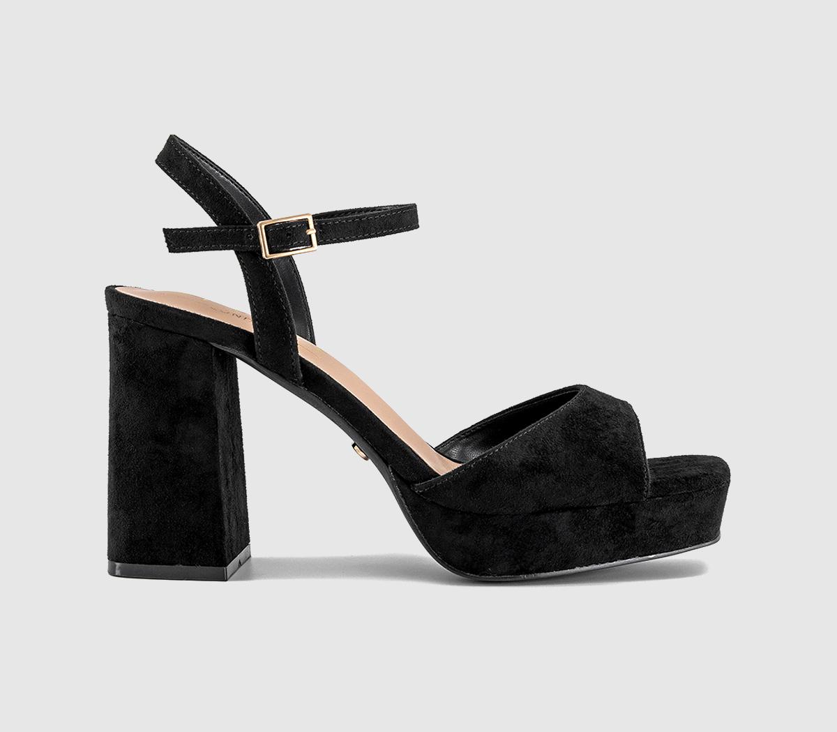 OFFICEHelix Two Part Platform Heeled SandalsBlack Faux Suede