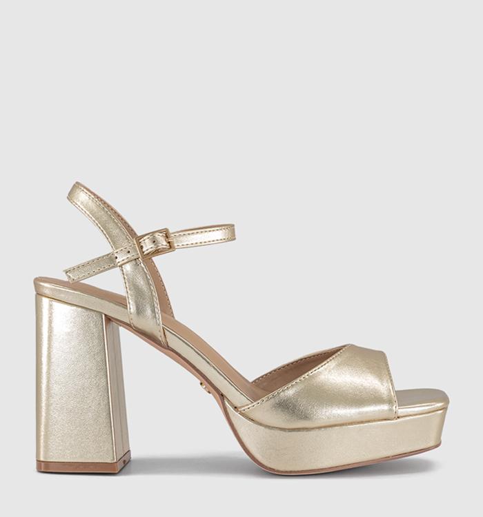 OFFICE Helix Two Part Platform Heeled Sandals Gold