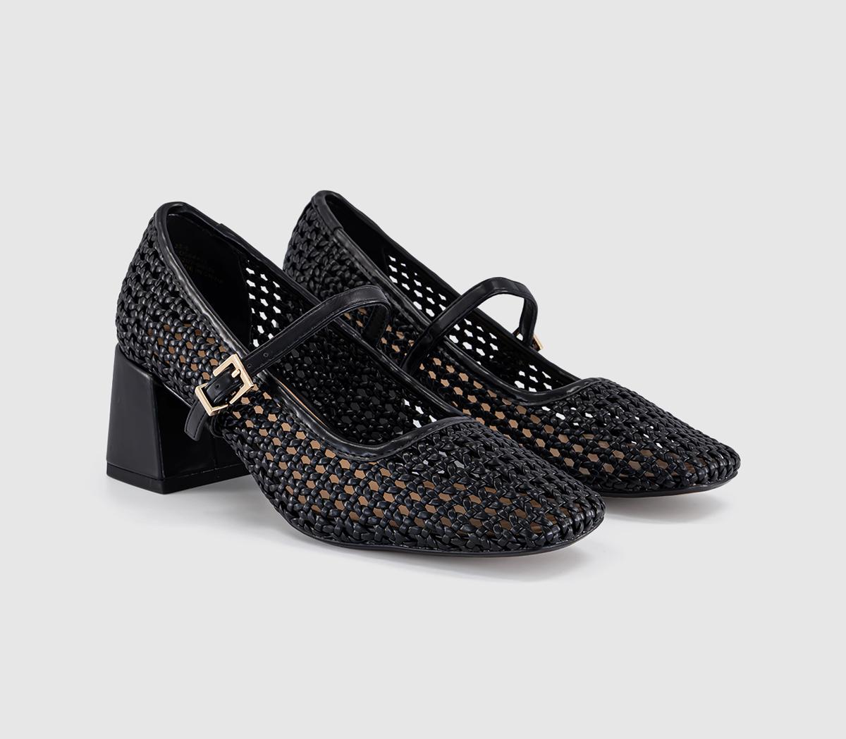 OFFICEMara Basket Weave Heeled Mary JanesBlack