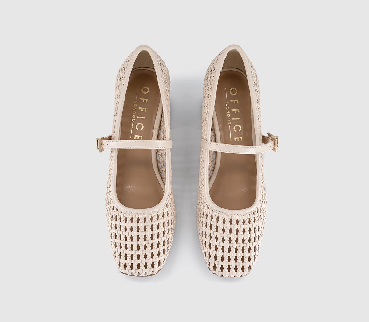 OFFICE Mara Basket Weave Heeled Mary Janes Off White - Mid Heels