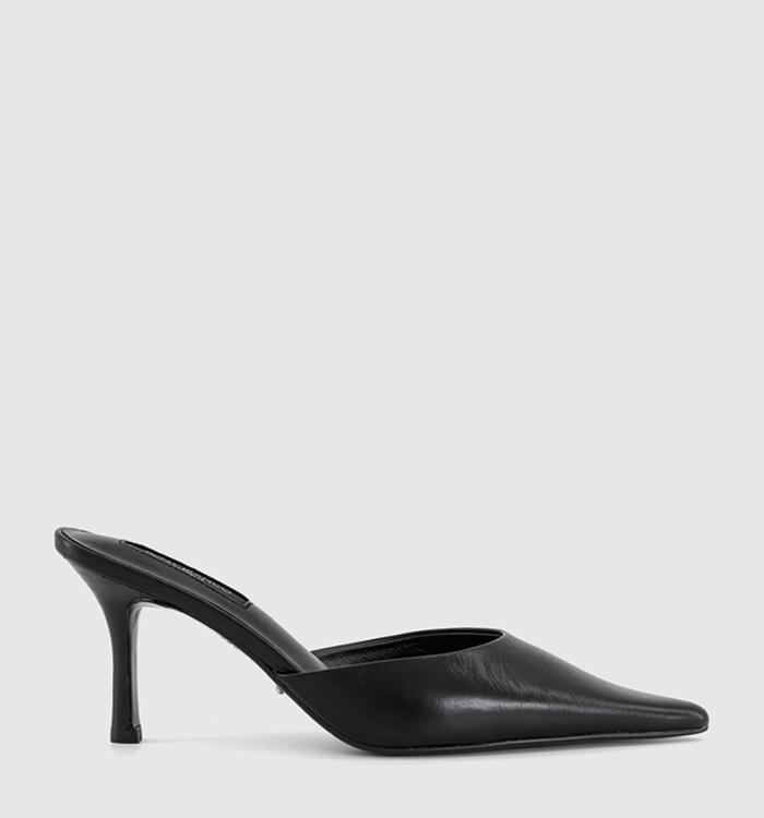 Tony Bianco Sicily Heeled Mules Black Leather