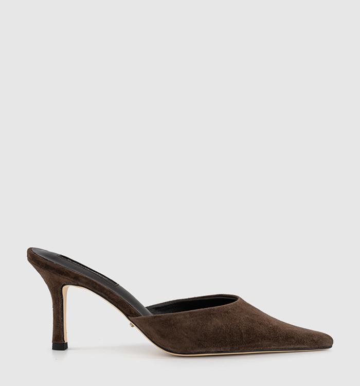 Tony Bianco Sicily Heeled Mules Brown Suede