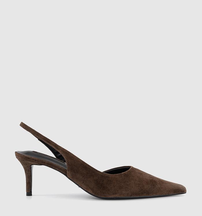 Tony Bianco Darcy Slingback Heels Brown Suede
