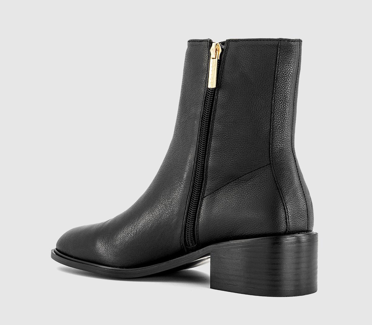 OFFICEArrow Covered Gusset Ankle BootsBlack Leather