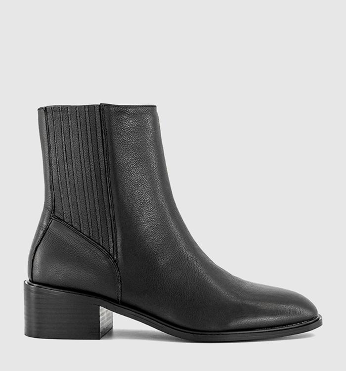OFFICE Arrow Covered Gusset Ankle Boots Black Leather