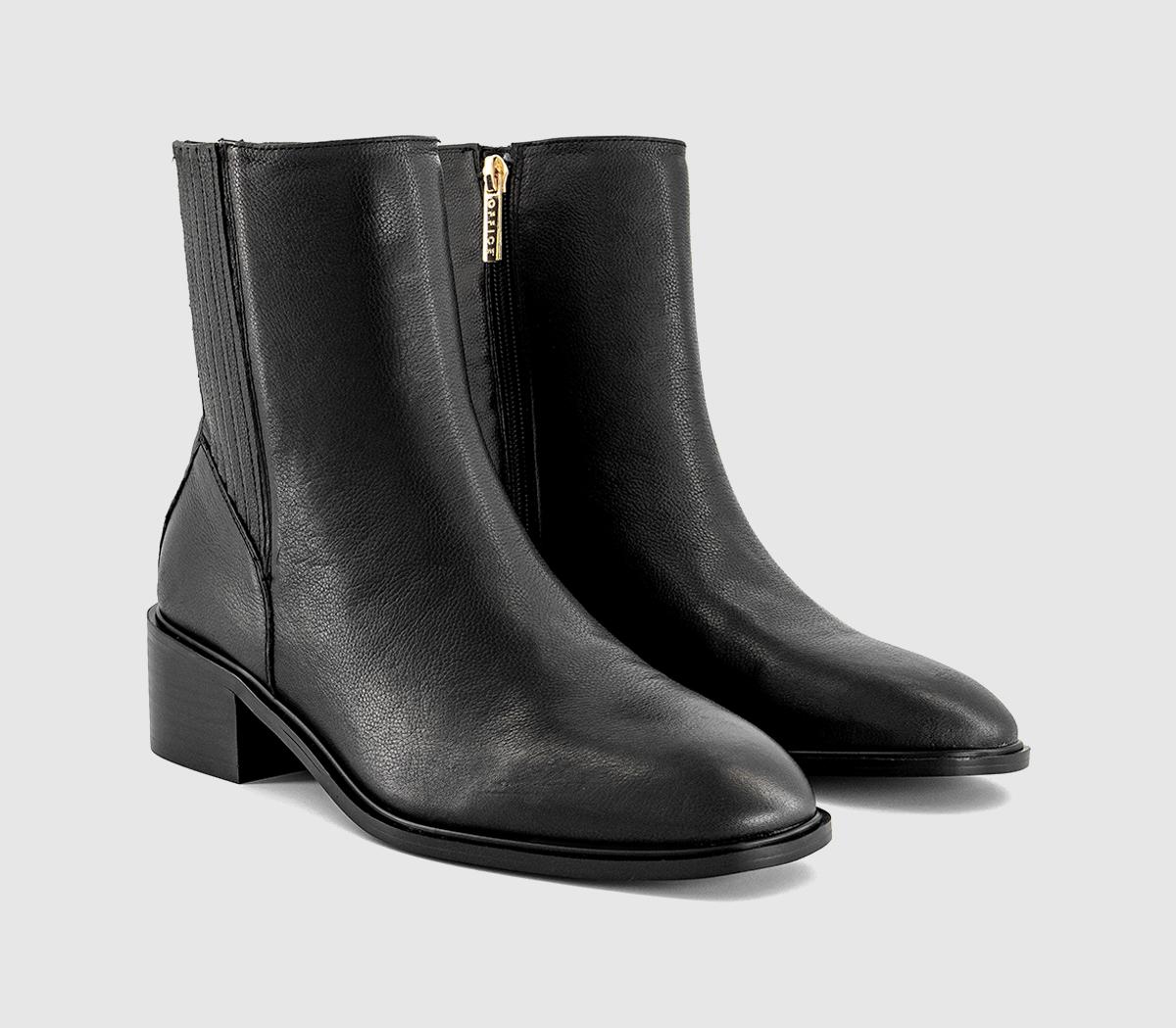 OFFICEArrow Covered Gusset Ankle BootsBlack Leather