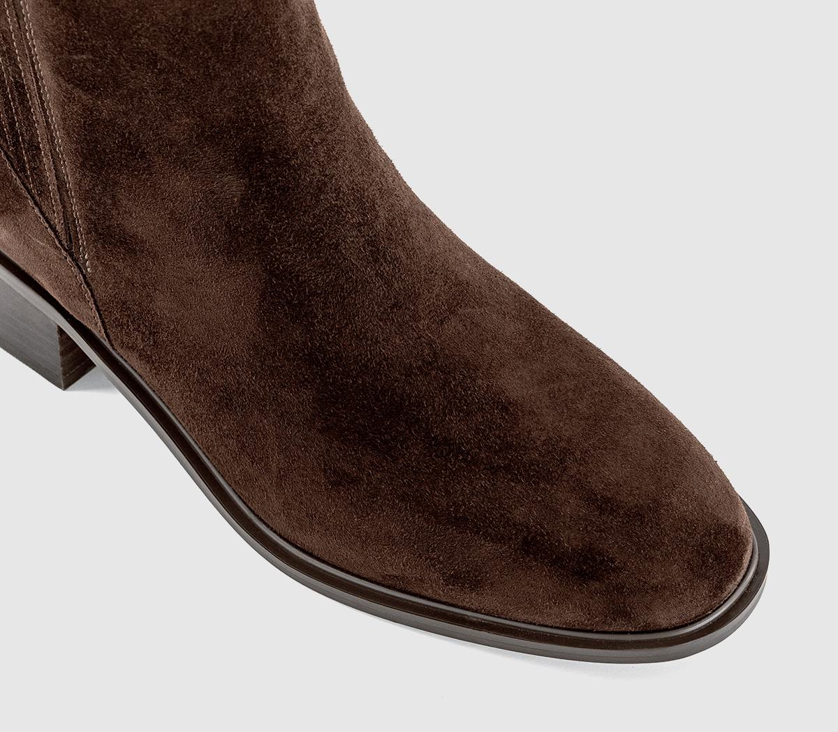 OFFICEArrow Covered Gusset Ankle BootsBrown Suede