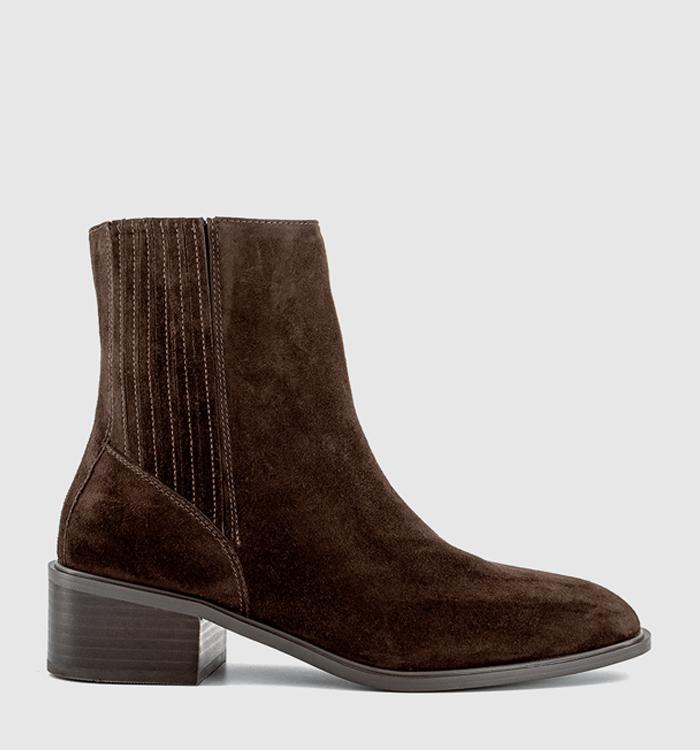 OFFICE Arrow Covered Gusset Ankle Boots Brown Suede