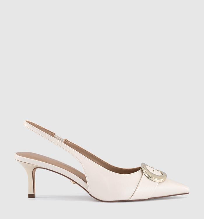 OFFICE Maeva Buckle Trim Slingback Heels Off White