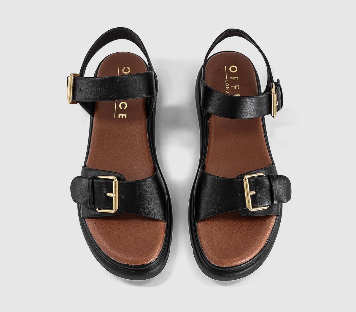 OFFICESage Buckle Detail Platform SandalsBlack