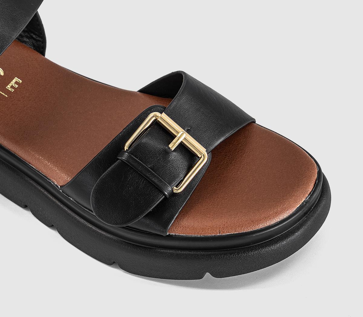 OFFICESage Buckle Detail Platform SandalsBlack