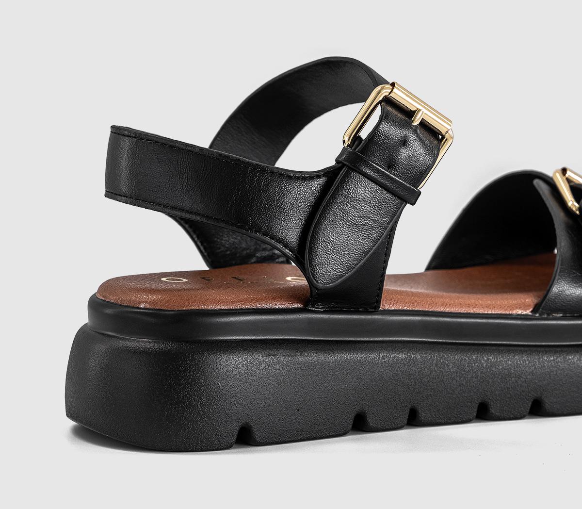 OFFICESage Buckle Detail Platform SandalsBlack