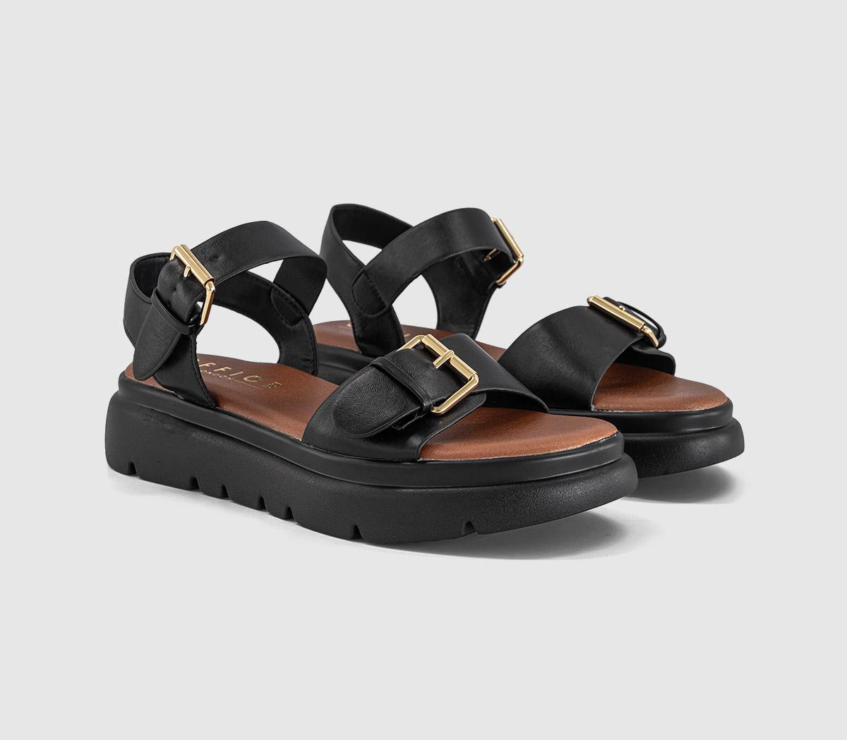OFFICESage Buckle Detail Platform SandalsBlack